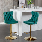 Golden Swivel Velvet Barstools by Blak Hom