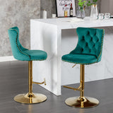 Golden Swivel Velvet Barstools by Blak Hom