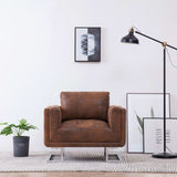 Cube Armchair Brown Faux Suede Leather by Blak Hom