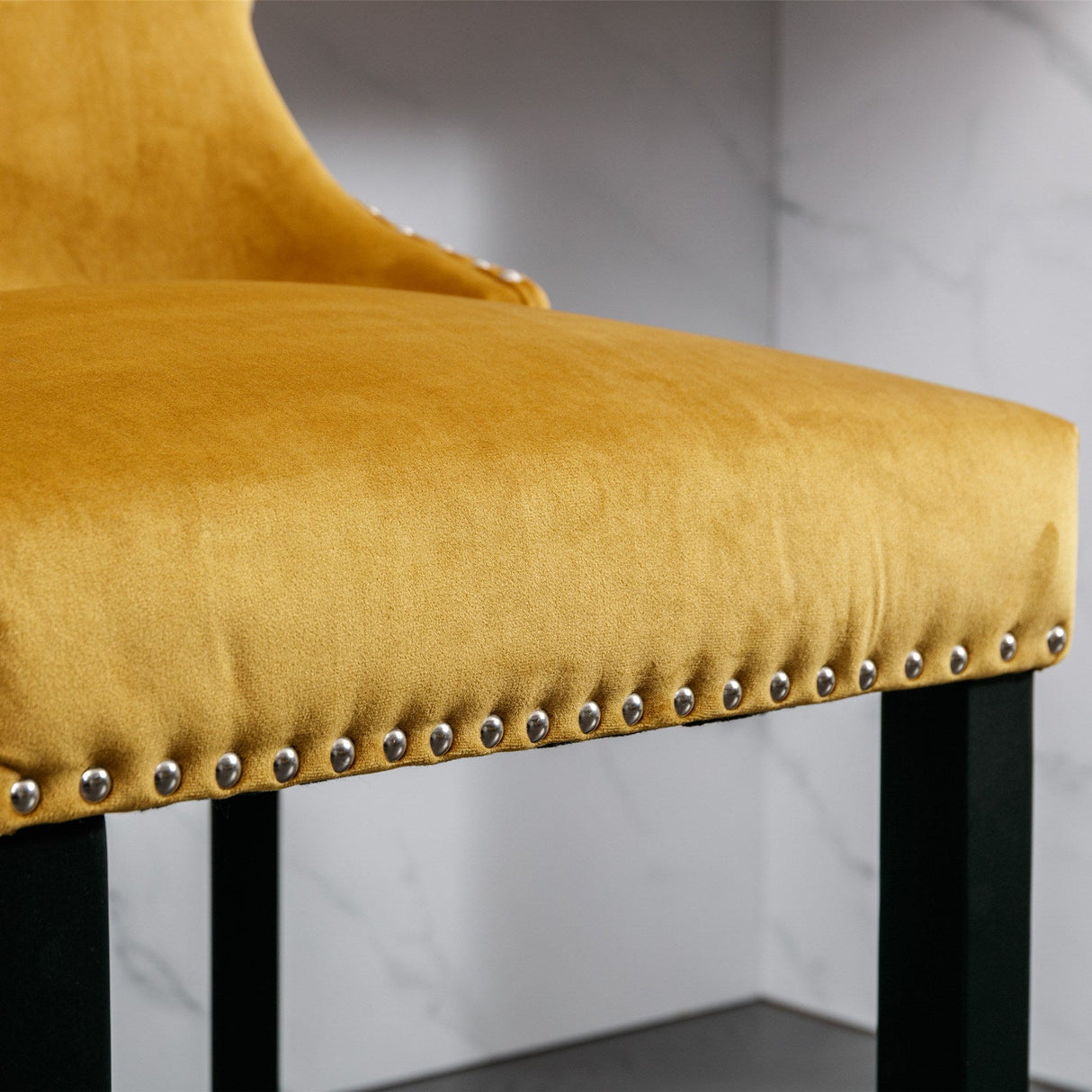 Yellow Velvet Barstool by Blak Hom