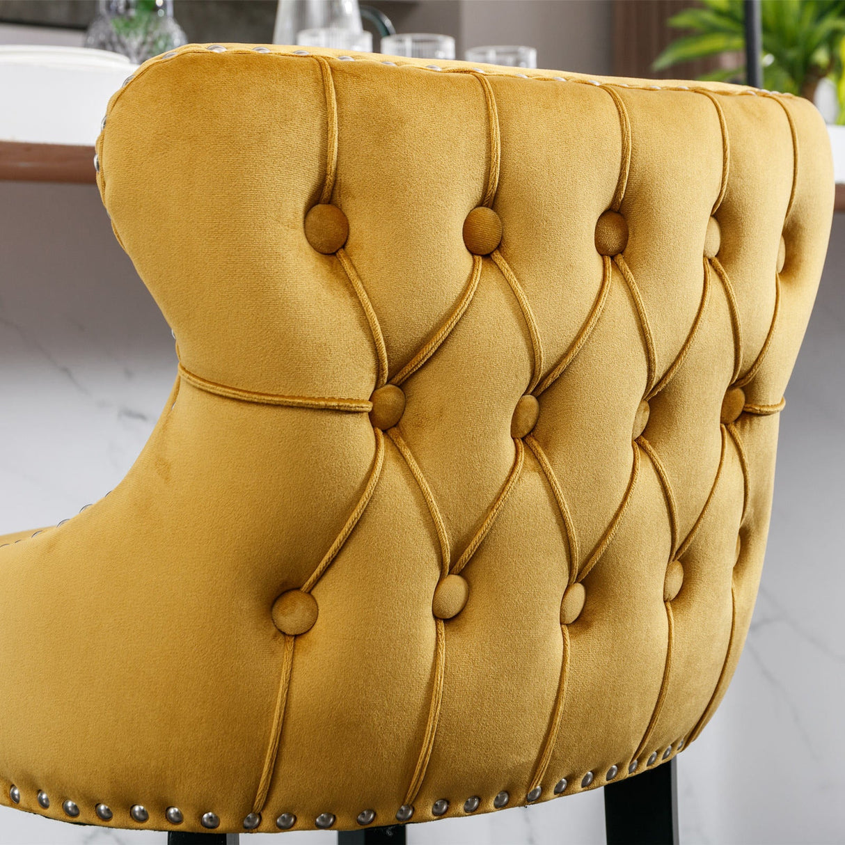 Yellow Velvet Barstool by Blak Hom