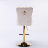 Set of 2 Thick Golden Swivel Velvet Barstools by Blak Hom