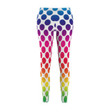 Colorful Polka Dots Print Casual Leggings - White by Tshirt Unlimited