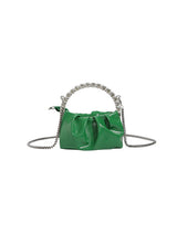 Chains Pleated Rhine Stones Zipper Handbags by migunica