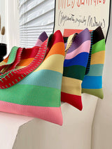 Original Weave Contrast Color Rainbow Striped Bags Accessories by migunica