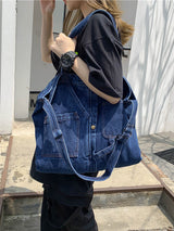 Casual Denim Split-Joint Solid Color Bags Accessories by migunica