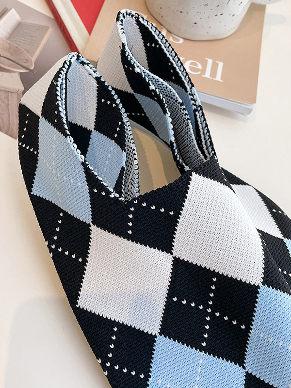 Urban Checkerboard Contrast Color Color-Block Bags Accessories Handbags by migunica