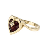 Vintage 1970s Heart Shape Ring with Clear Austrian Crystal 18k Yellow Gold Electroplated by PVD Vintage Jewelry