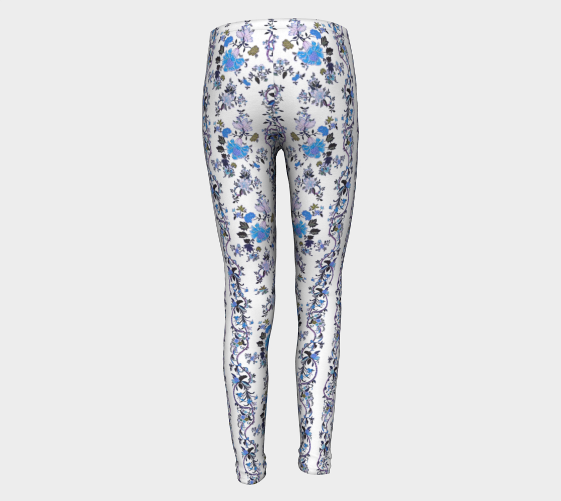 Folclore Oriental blue flower, Eco friendly Leggings by Stardust