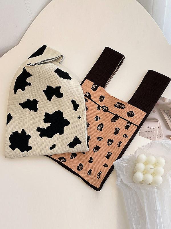 Urban Knitting Cow Pattern Bags Accessories Handbags by migunica