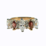 Vintage Genuine Garnet and Clear Cubic Zirconia Cocktail Ring 18k Yellow Gold Electroplated by PVD Vintage Jewelry