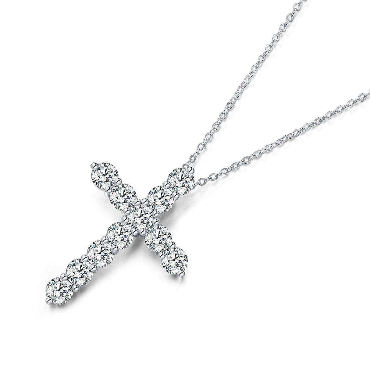 White Gold Cubic Zirconia Cross Necklaces for Women by Hollywood Sensation®