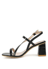 EFFIEO Croc Texture Block Heel Sandals - Vysn