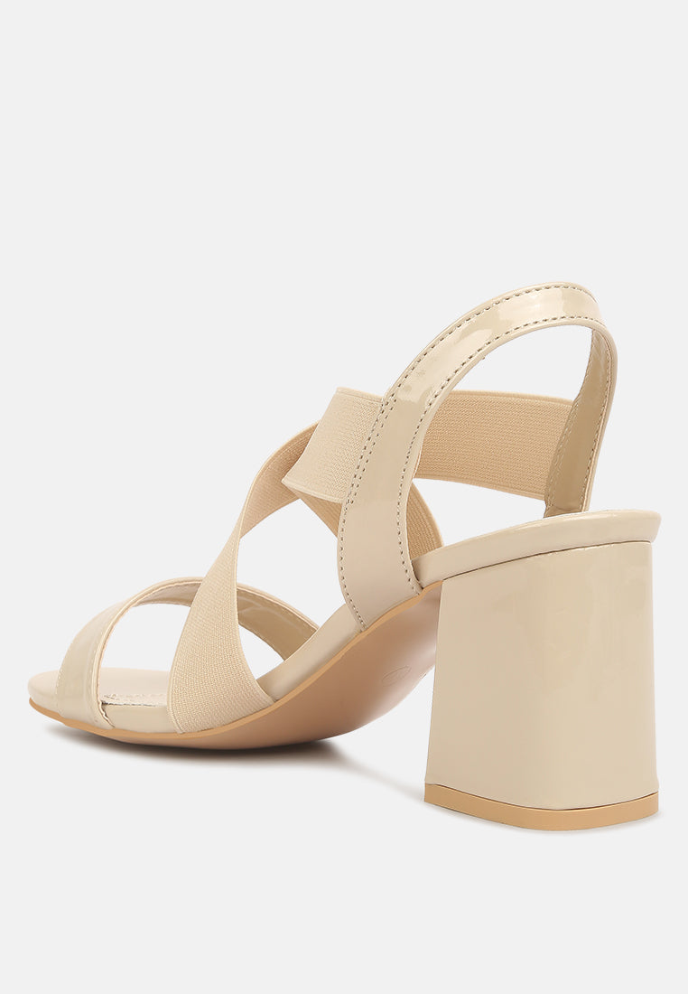 elastic straps block heel sandals by London Rag