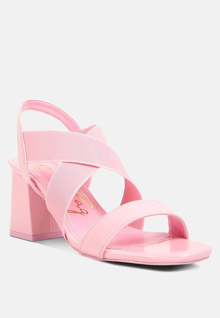 elastic straps block heel sandals by London Rag