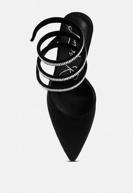 elvira rhinestone embellished strap up sandals by London Rag