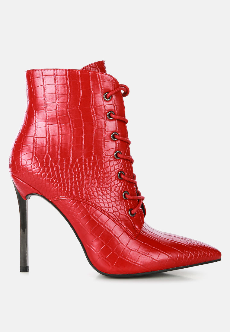 escala croc lace-up stiletto boots by London Rag