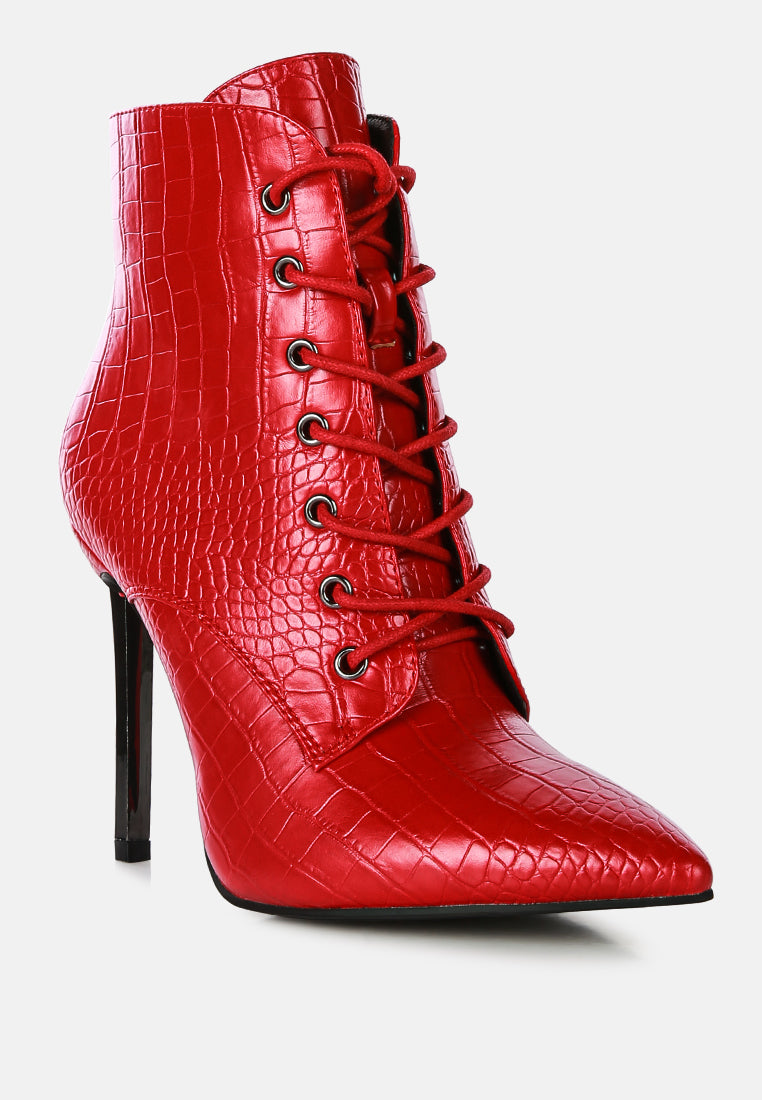 escala croc lace-up stiletto boots by London Rag