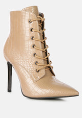 escala croc lace-up stiletto boots by London Rag