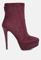 espiree microfiber high heeled ankle boots by London Rag