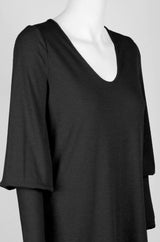 Ellen Tracy Scoop Neck Blouson Long Sleeve Solid Knit Jersey Top by Curated Brands