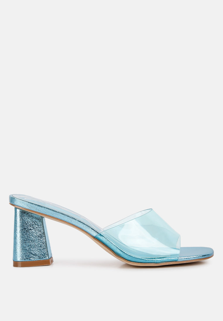 eugnie clear straps block heel sandals by London Rag