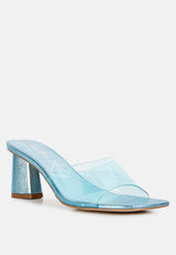 eugnie clear straps block heel sandals by London Rag