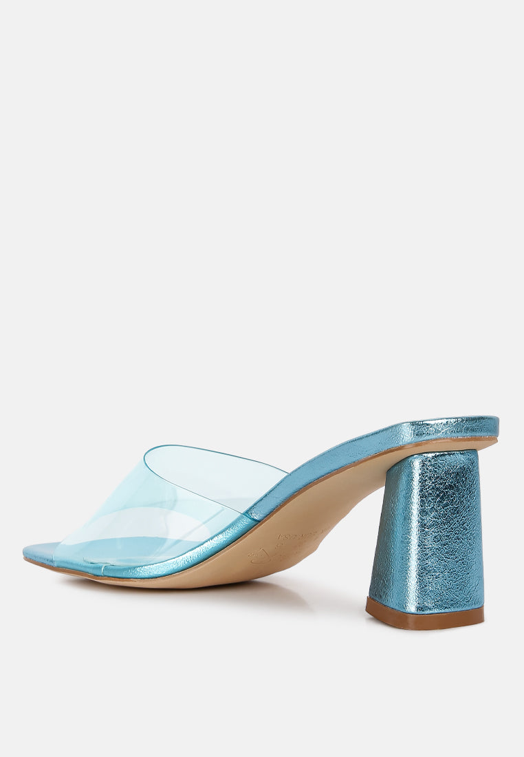 eugnie clear straps block heel sandals by London Rag