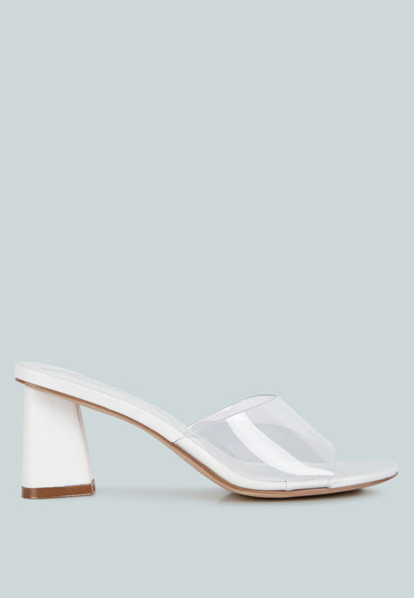 eugnie clear straps block heel sandals by London Rag