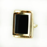 Vintage Genuine Onyx Rectangle 18k Yellow Gold Electroplated Made in USA #R327 by PVD Vintage Jewelry