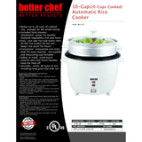 Better Chef 10-Cup - 20-Cup Cooked - Non-Stick Rice Cooker with Steamer Attachment by Jupiter Gear Home