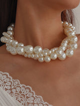 Imitation Pearl Three Pieces Necklaces Accessories Dainty Necklace by migunica