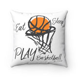 Eat, Sleep, Play Girls Basketball Pillow by NoExcuse Apparel