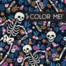Color Me! Halloween - Keepsake Coloring Books Compact Edition with Quotes Cute & Creepy Designs 7x7 Inches Boo Basket Stuffer, Portable Coloring Book