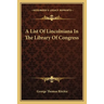 A List Of Lincolniana In The Library Of Congress