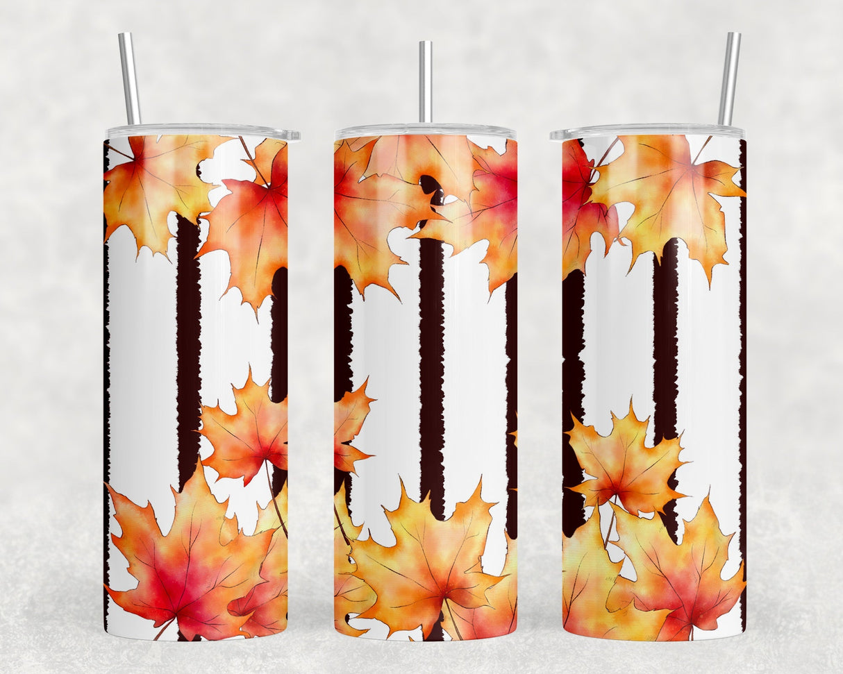 Fall Leaves|Skinny Tumbler|Optional Bluetooth Speaker| Speaker Color Varies by Rowdy Ridge Co