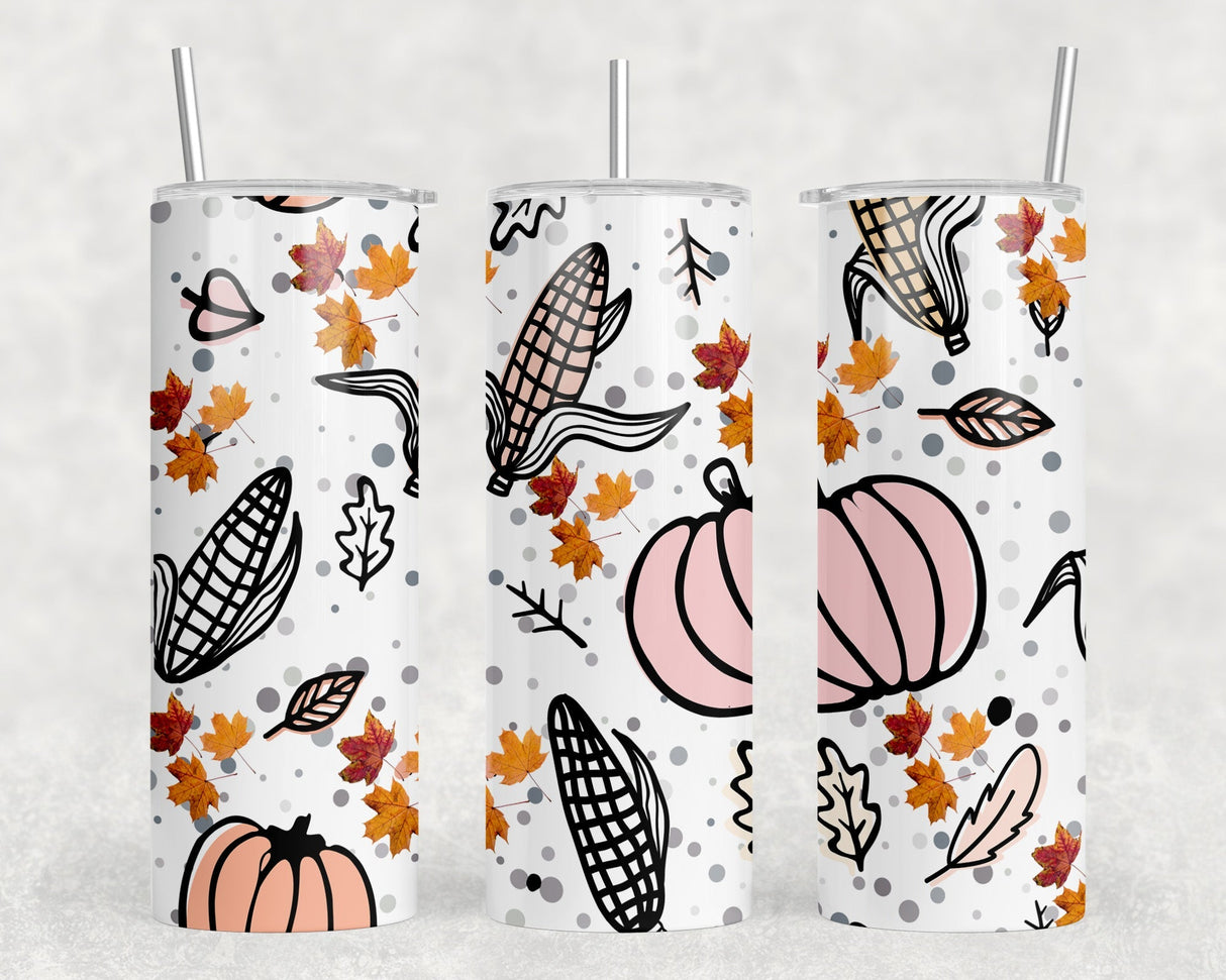 Fall Leaves|Skinny Tumbler|Optional Bluetooth Speaker| Speaker Color Varies by Rowdy Ridge Co