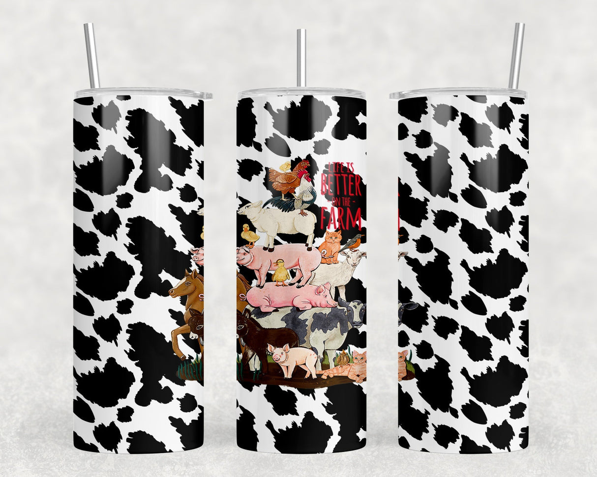 Farm Animals - 20 oz Steel Skinny Tumbler - Optional Blue Tooth Speaker - Speaker Color will Vary by Rowdy Ridge Co