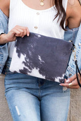 Faux Fur Cow Animal Print Clutch - Vysn