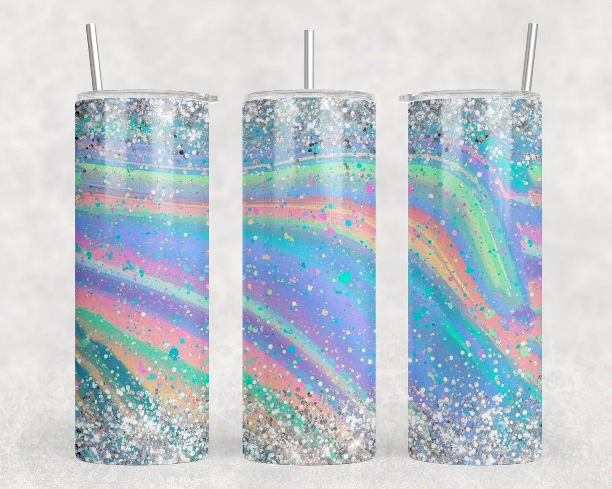 faux glitter Swirl|Skinny Tumbler|Optional Bluetooth Speaker| Speaker Color Varies by Rowdy Ridge Co