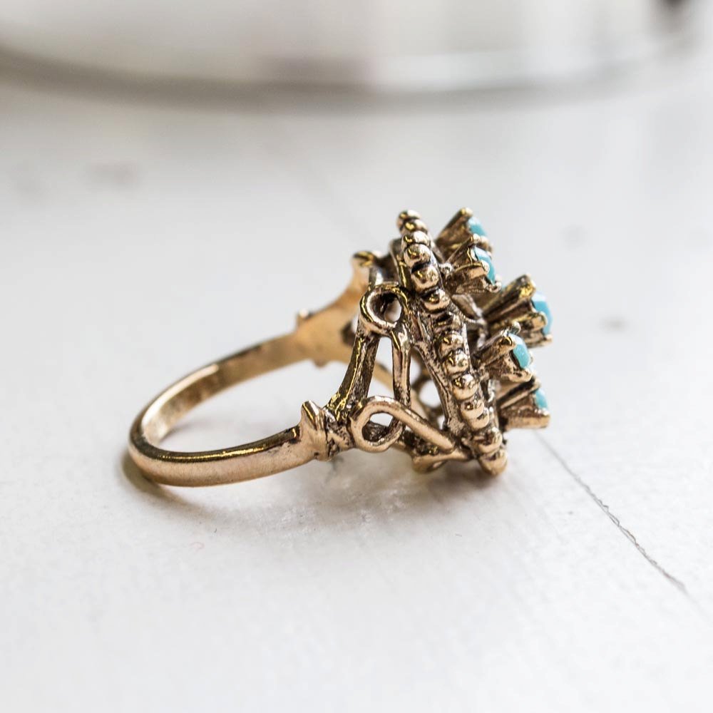 Vintage Citrine Austrian Crystals Filigree Style Antiqued 18k Yellow Gold Electroplated Ring by PVD Vintage Jewelry