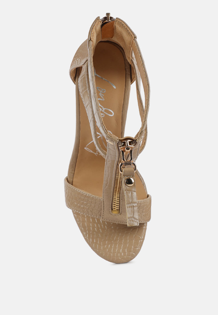 felicity zip up block heel sandals by London Rag