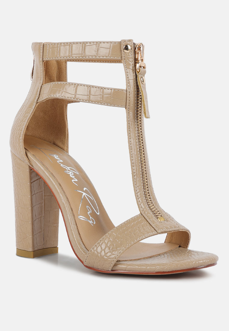 felicity zip up block heel sandals by London Rag