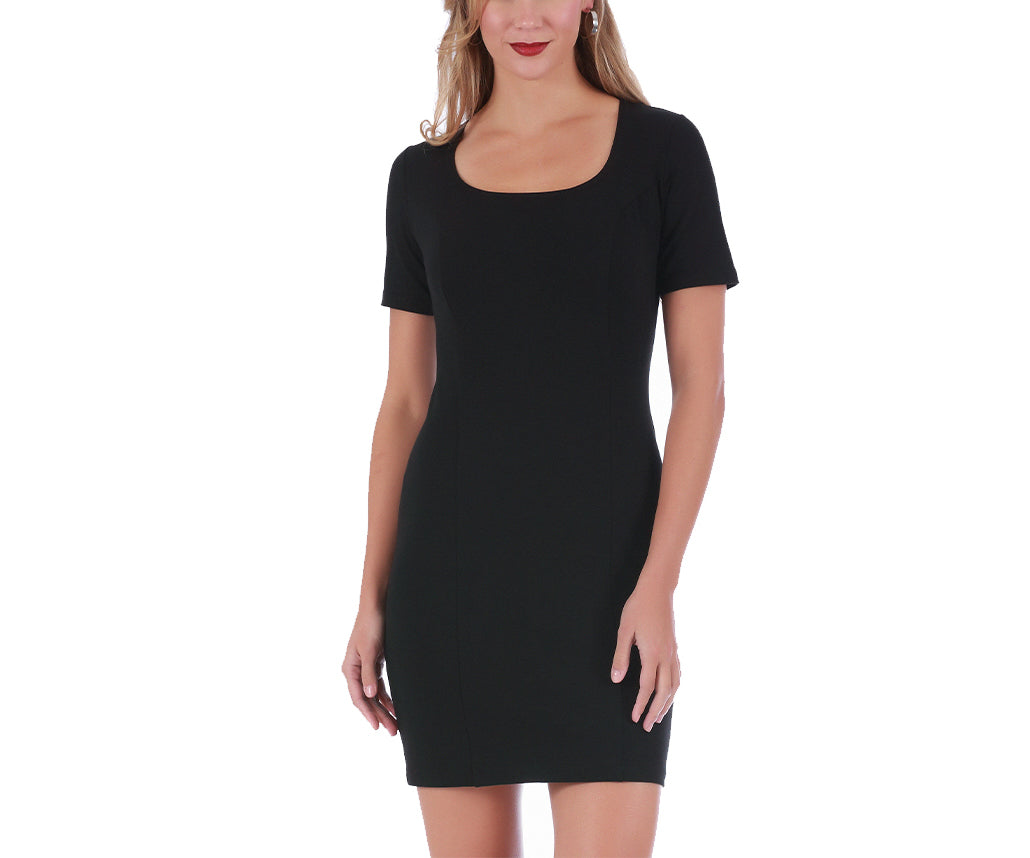 InstantFigure Short Dress with Square-neck and Short Sleeves 168027 by InstantFigure INC