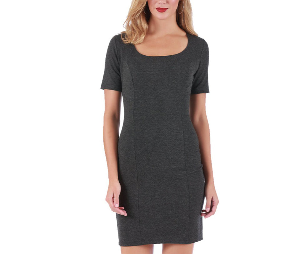 InstantFigure Short Dress with Square-neck and Short Sleeves 168027 by InstantFigure INC