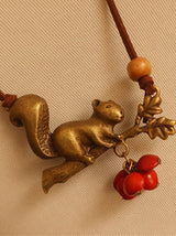 Vintage Squirrel Red Beans Necklace by migunica