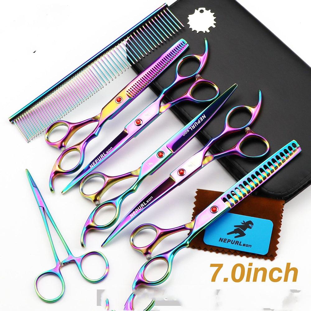 Electroplating Color 5 Pack Pet Grooming Scissors by Dog Hugs Cat