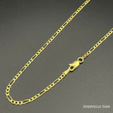 Sterling Silver 925 Figaro Link Chain 2.5MM, 16"-24", Figaro Chain Necklace, 14K Yellow Gold Plated Italian Made Sterling Silver 925 Unisex Chain by Donatello Gian