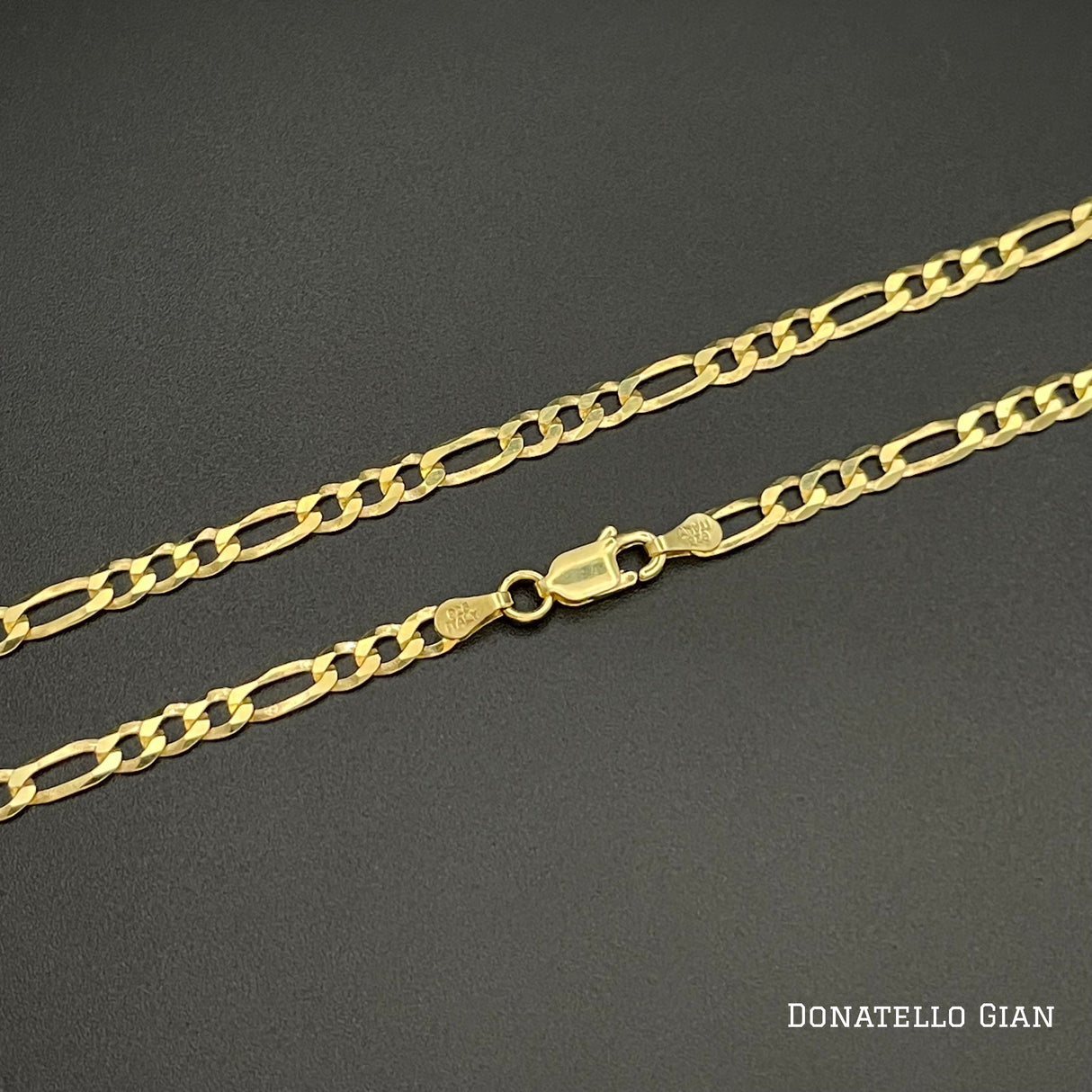 Sterling Silver 925 Figaro Link Chain 3.5MM, 16"-24", Figaro Chain Necklace, 14K Yellow Gold Plated Italian Made Sterling Silver 925 Unisex Chain by Donatello Gian