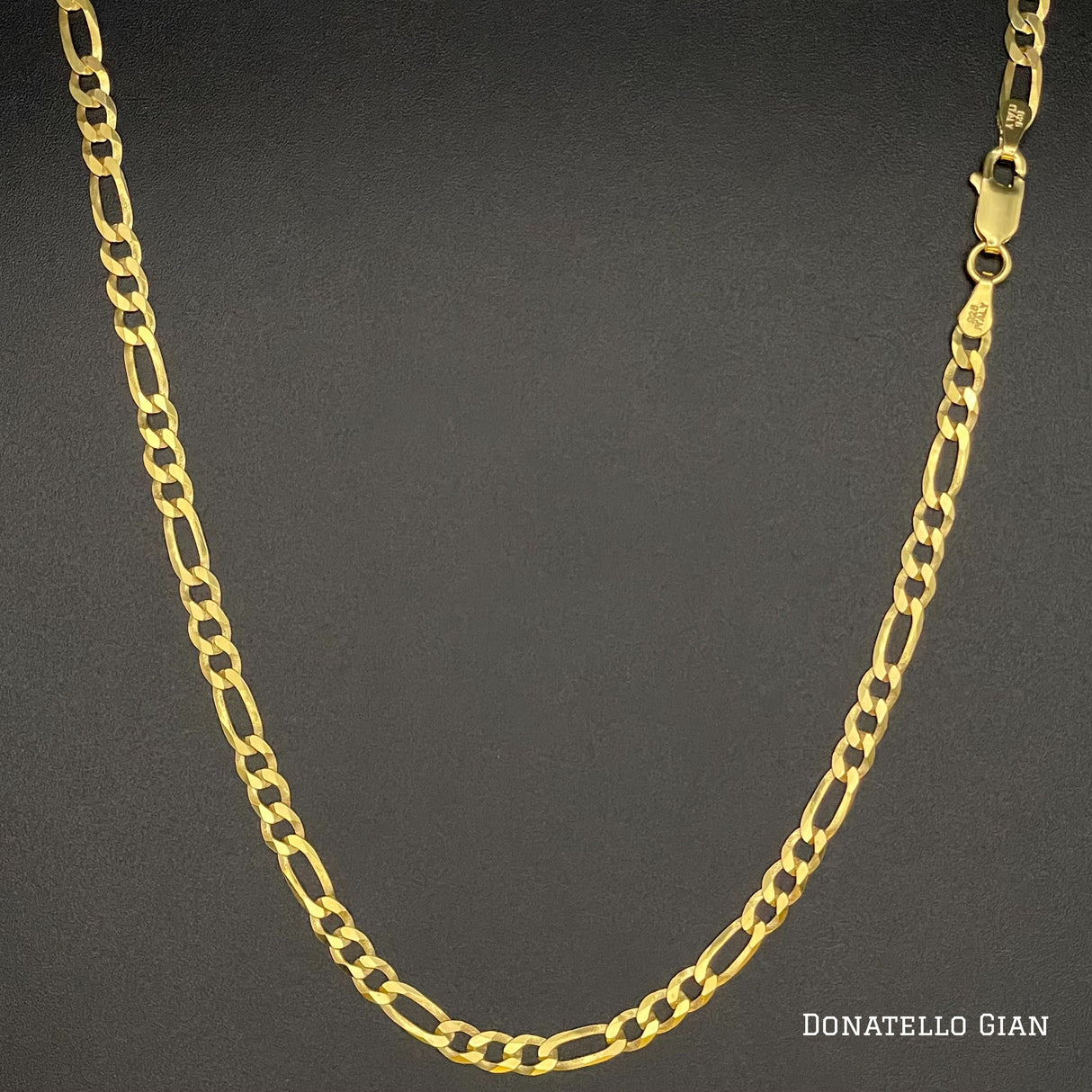 Sterling Silver 925 Figaro Link Chain 3.5MM, 16"-24", Figaro Chain Necklace, 14K Yellow Gold Plated Italian Made Sterling Silver 925 Unisex Chain by Donatello Gian